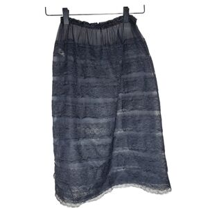 Vintage 50s 60s Van Raalte Half Slip Skirt Sheer Mesh Floral Lace Black XS Small